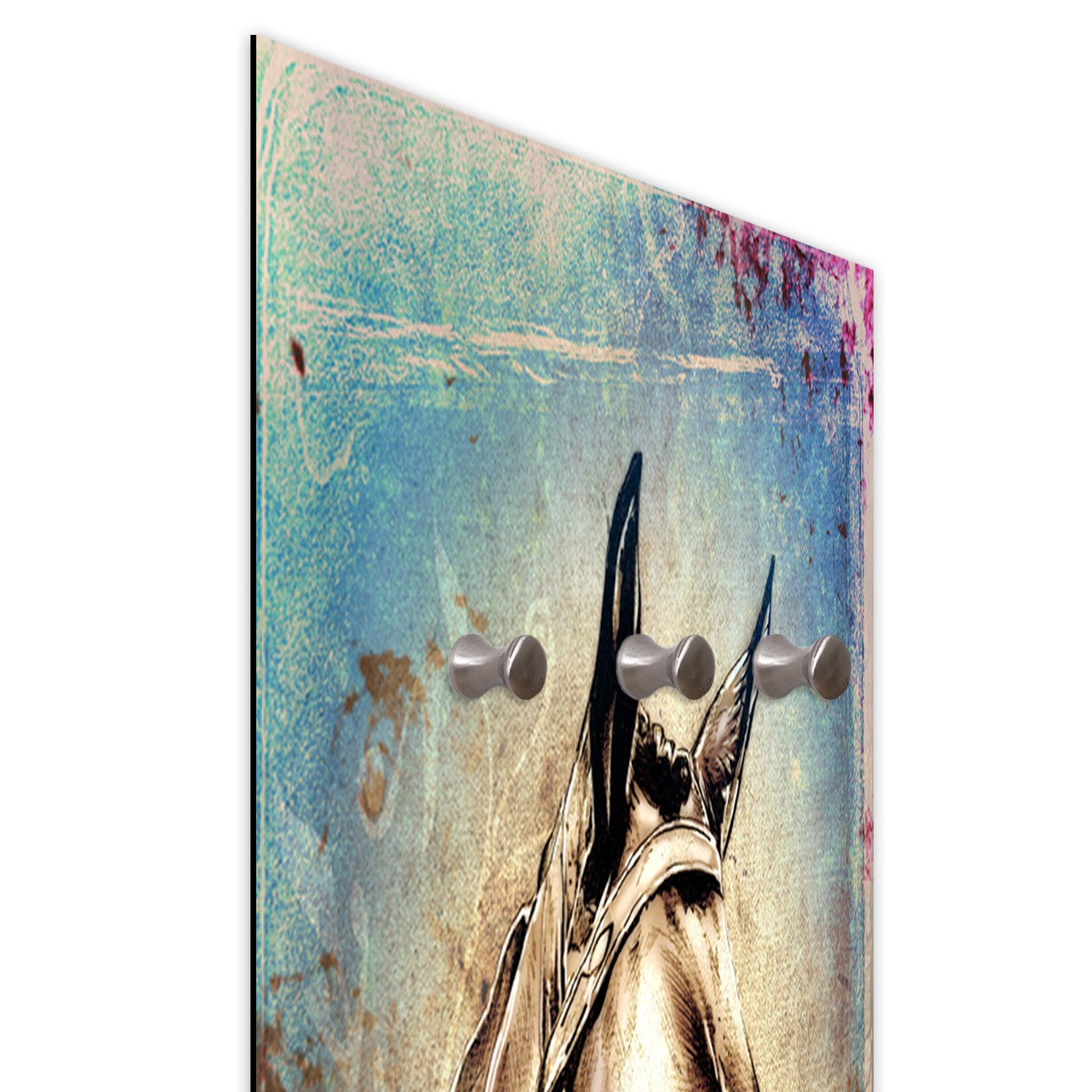 Coat rack made of fiberboard and satin paper with a horse design