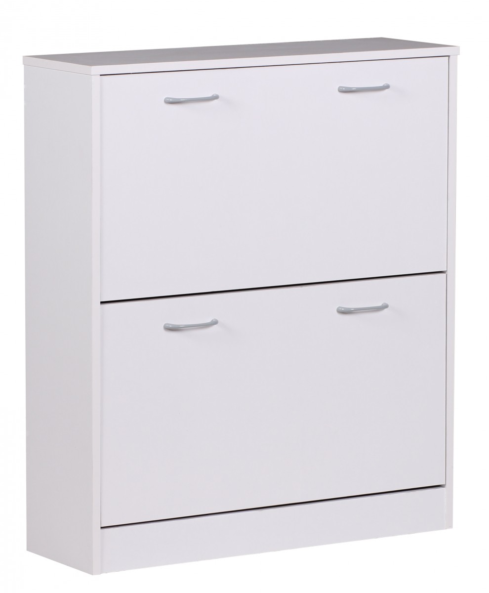 Biały Matowy Szafka na Buty KIEL | 2 Przegrody | 75 x 87 x 24 cm | Drewno i Plastik Biały Matowy Szafka na Buty KIEL | 2 Przegrody | 75 x 87 x 24 cm | Drewno i Plastik