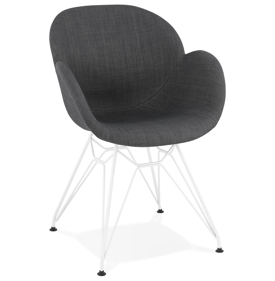 Chaise design Kendall grise avec piètement métal blanc