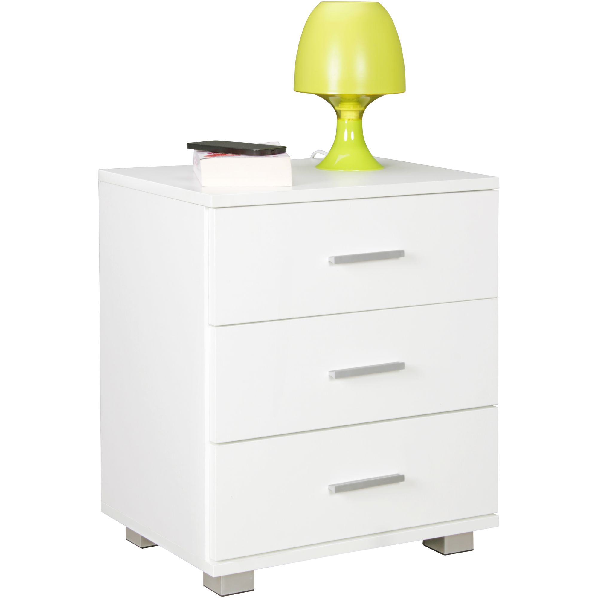 LATINA Wooden Nightstand White | 45 x 54 x 34 cm | 3 Drawers