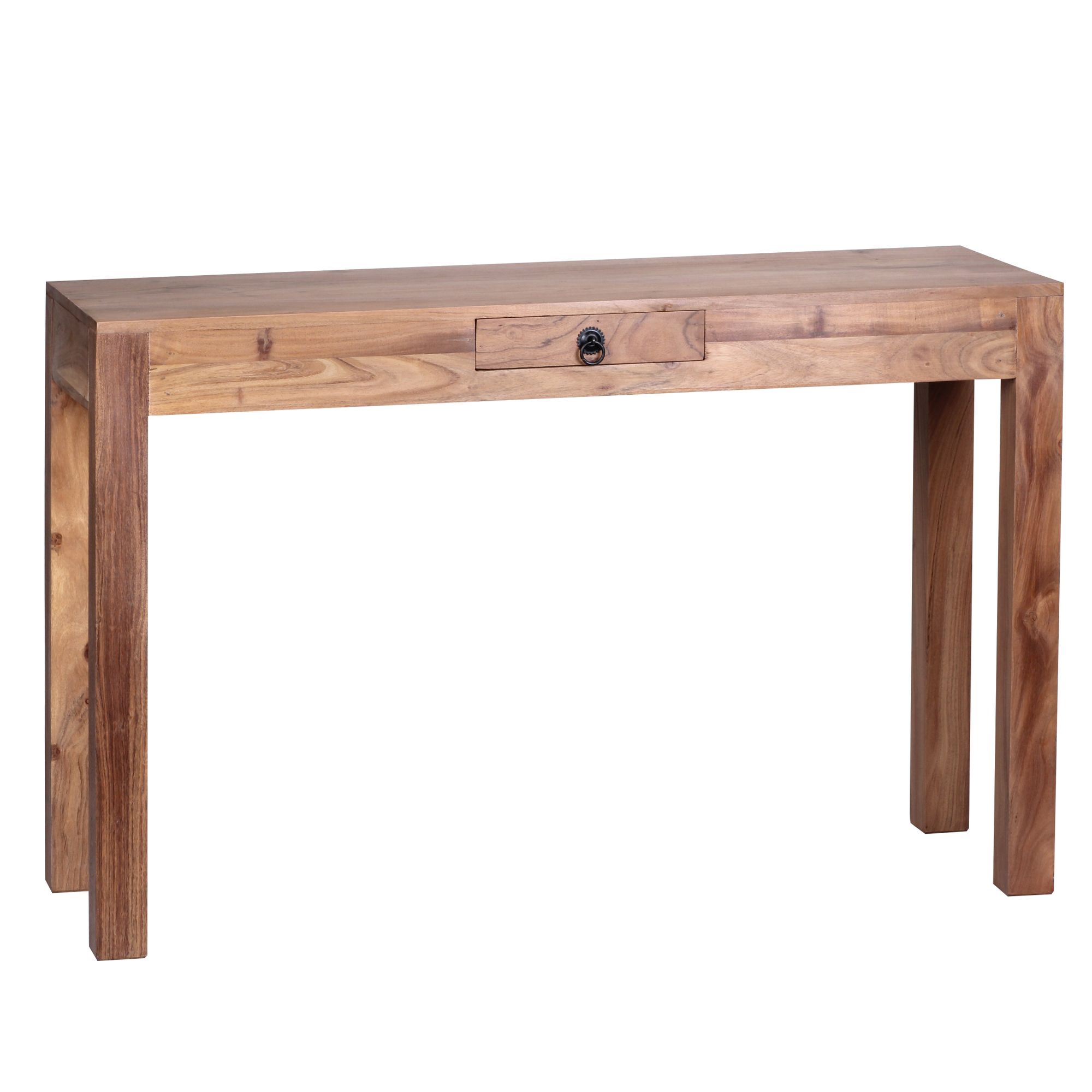 Stolik konsola z litego drewna akacjowego z 1 biurkiem szuflada w stylu wiejskim 120 x 40 cm