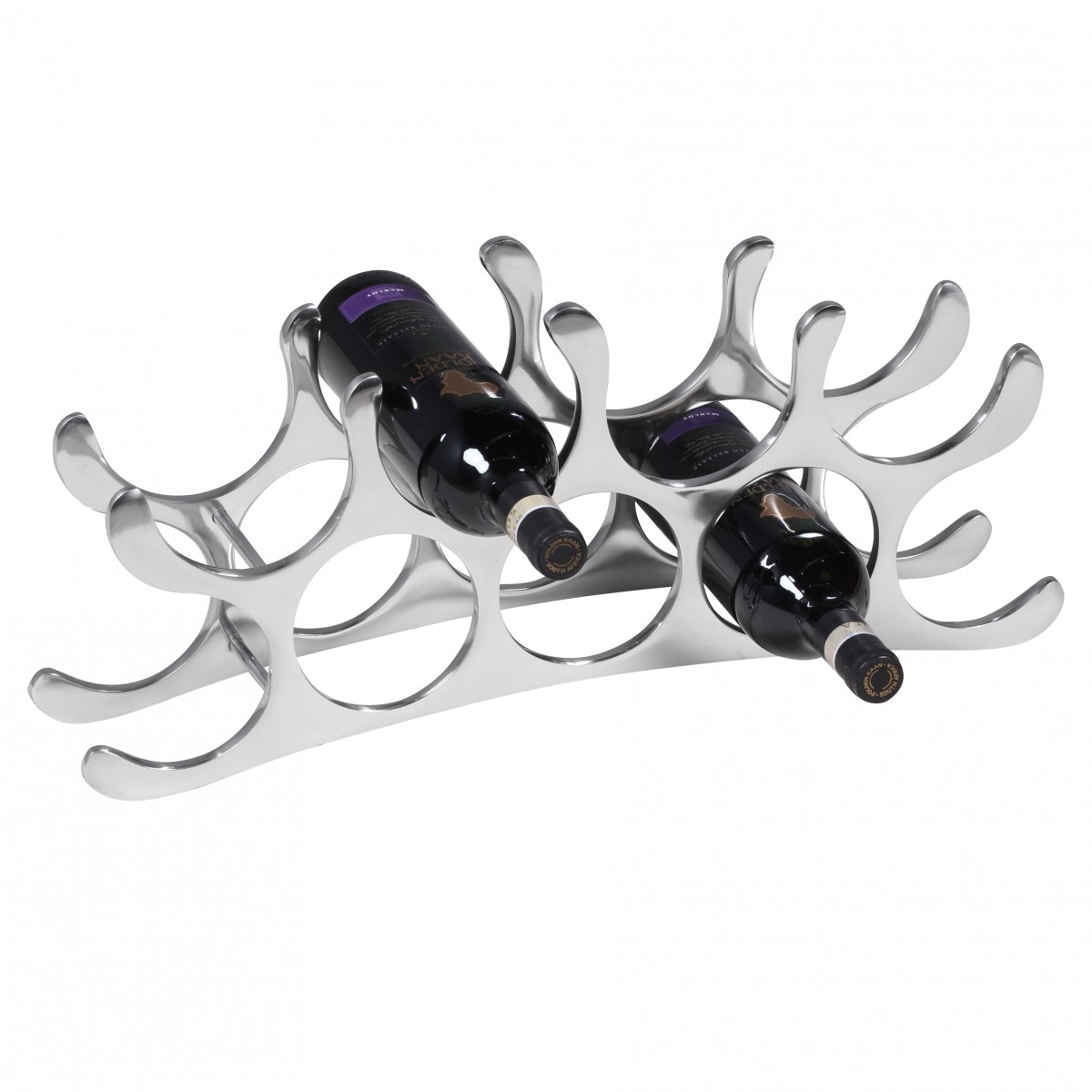 Design aluminiowy stojak na wino  9 butelek w kolorze srebrnym 55x20x12 cm