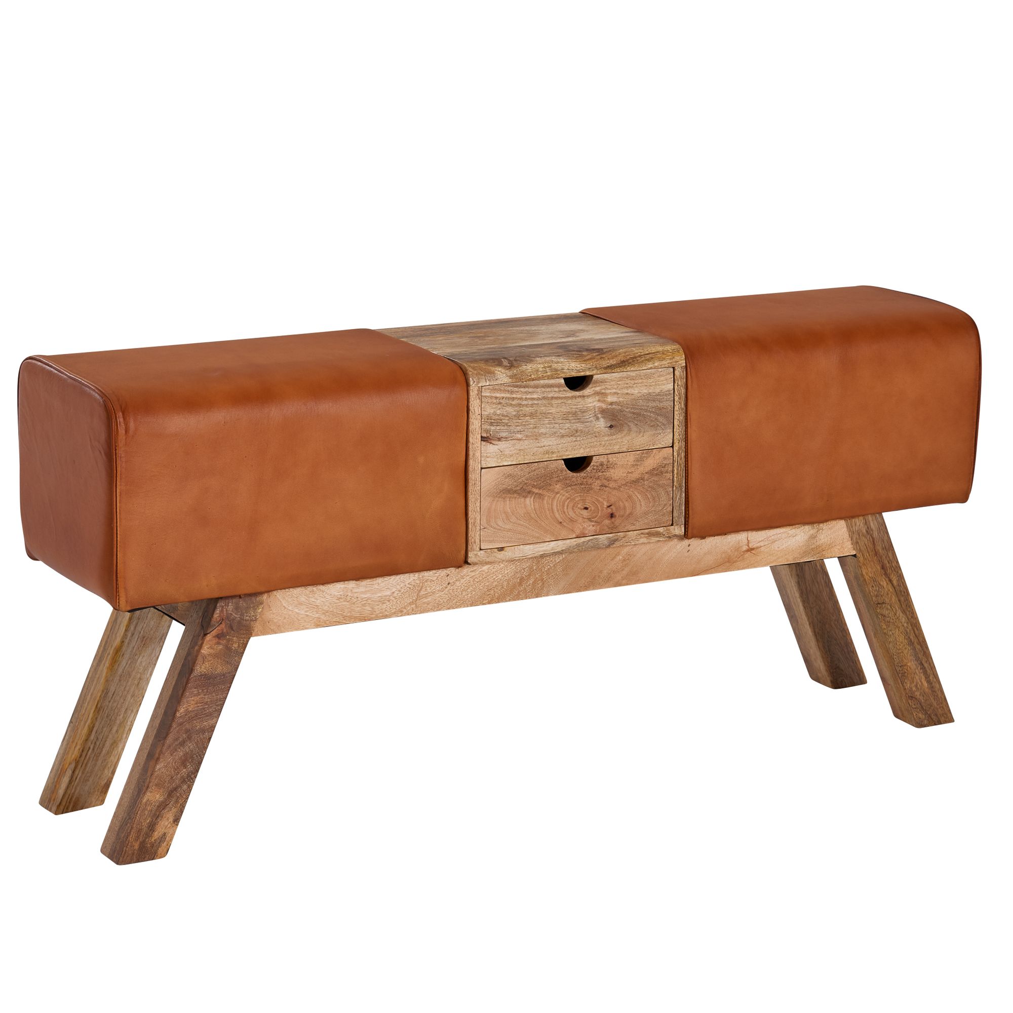 Design ławka turnbock brązowa z szufladami 120x56x30 cm