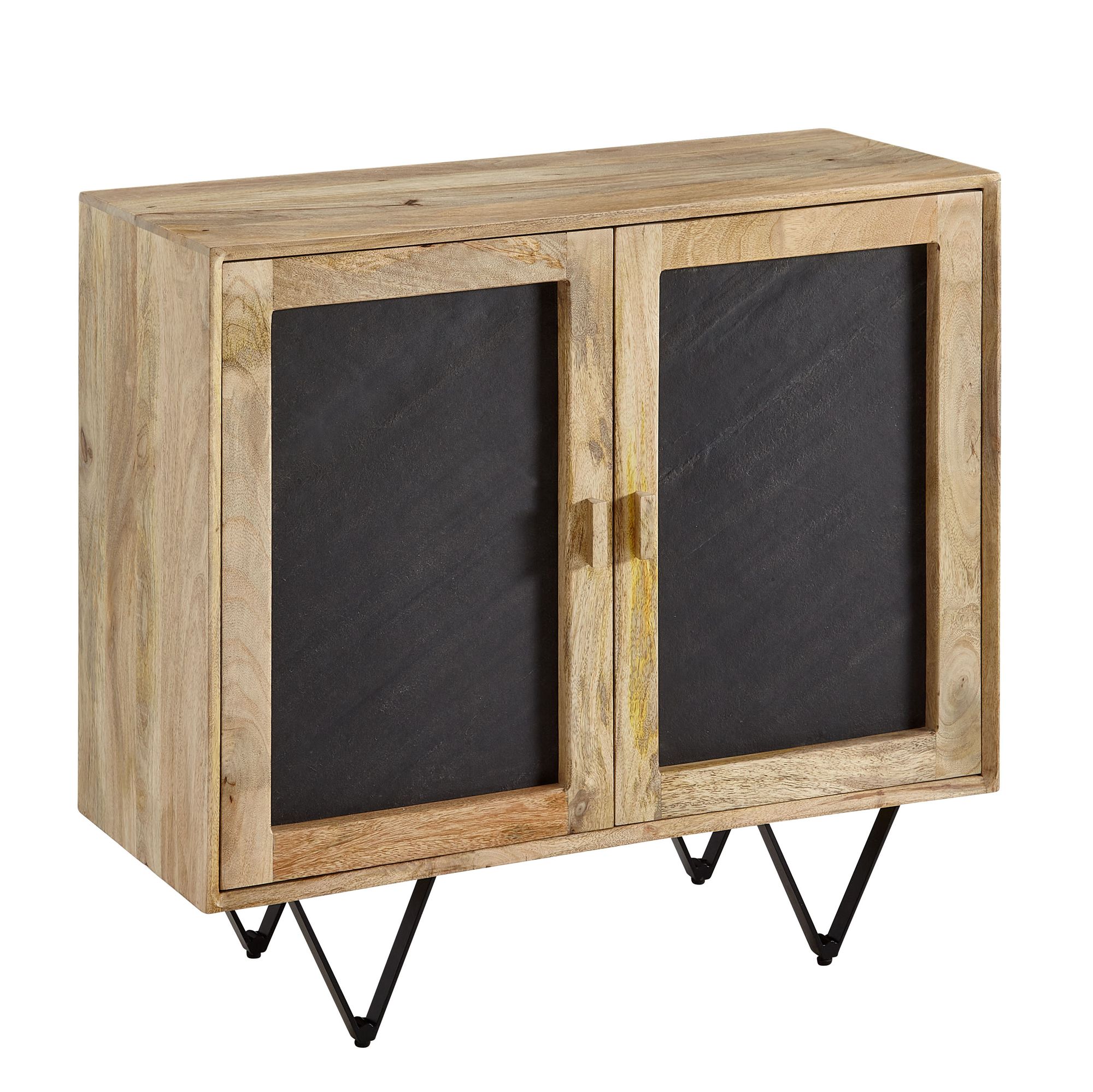 Kredens  80x75x35 cm lite drewno mango / kredens o wyglądzie kamienia brązowy