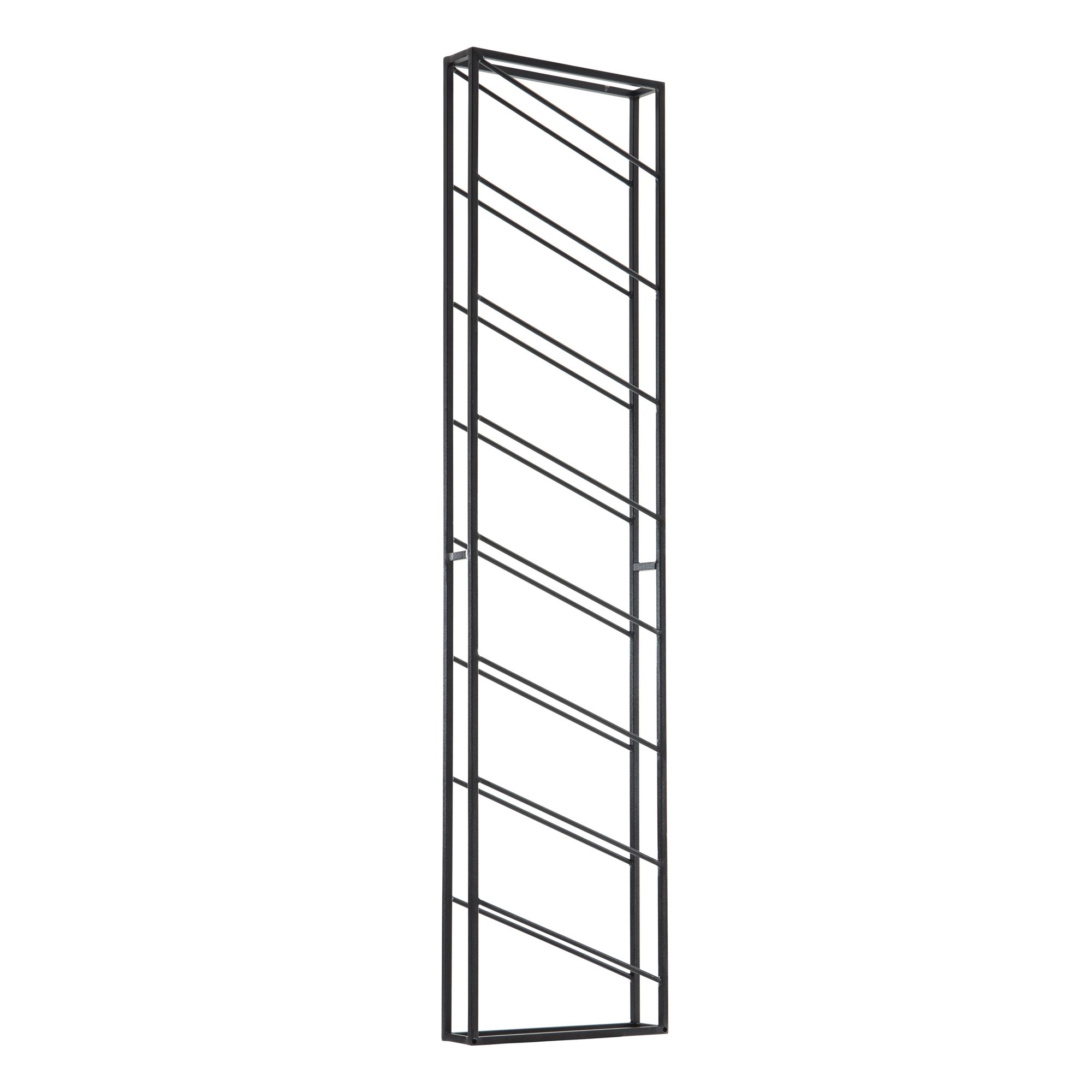 Stojak ścienny metalowy czarny 36x150x8 cm duży na 8 butelek