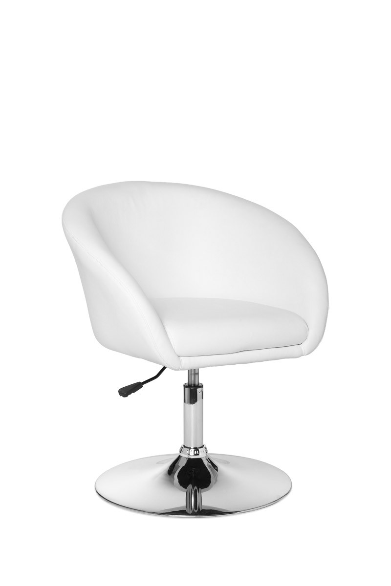 Fotel Relax z Białej Ekoskóry | Regulowana Wysokość 72-84 cm | Nowoczesny Obracany Fotel