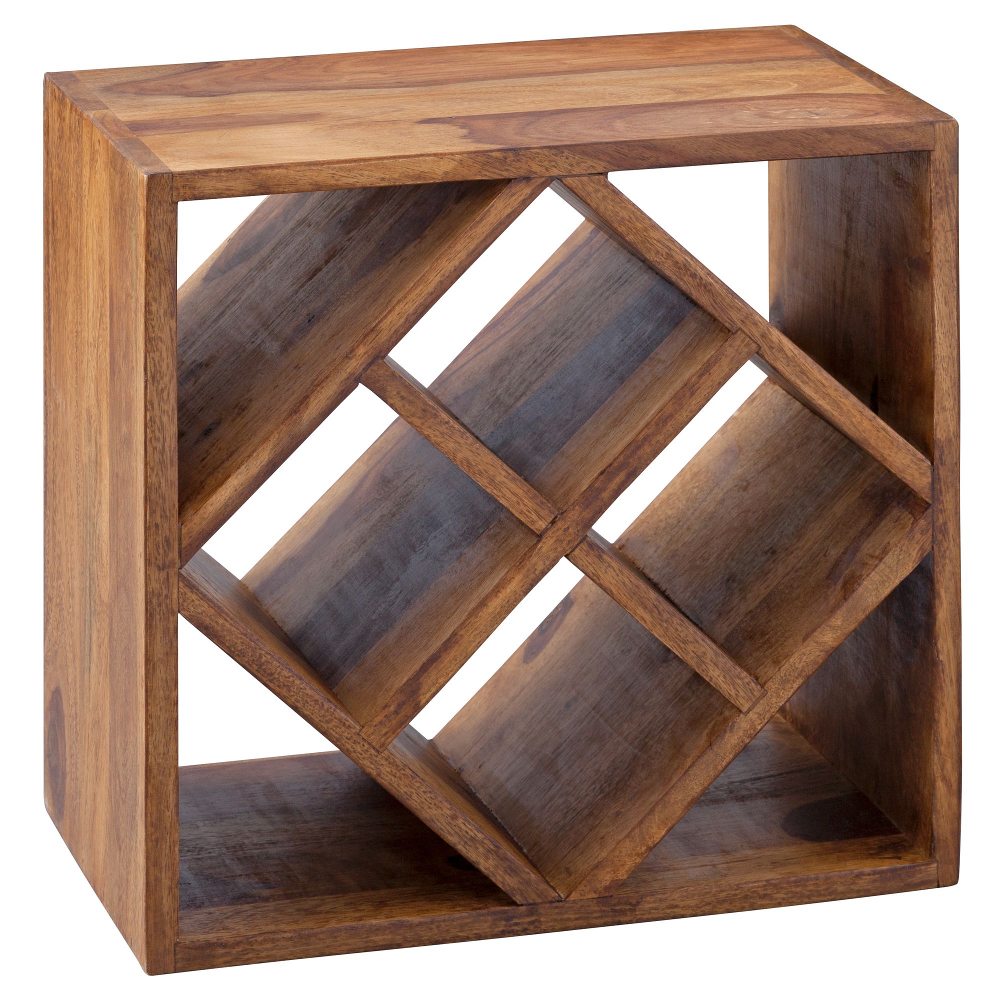 Rack kanoi sheesham litego drewna 40x40x25 cm drewnianej półce 8 butelek