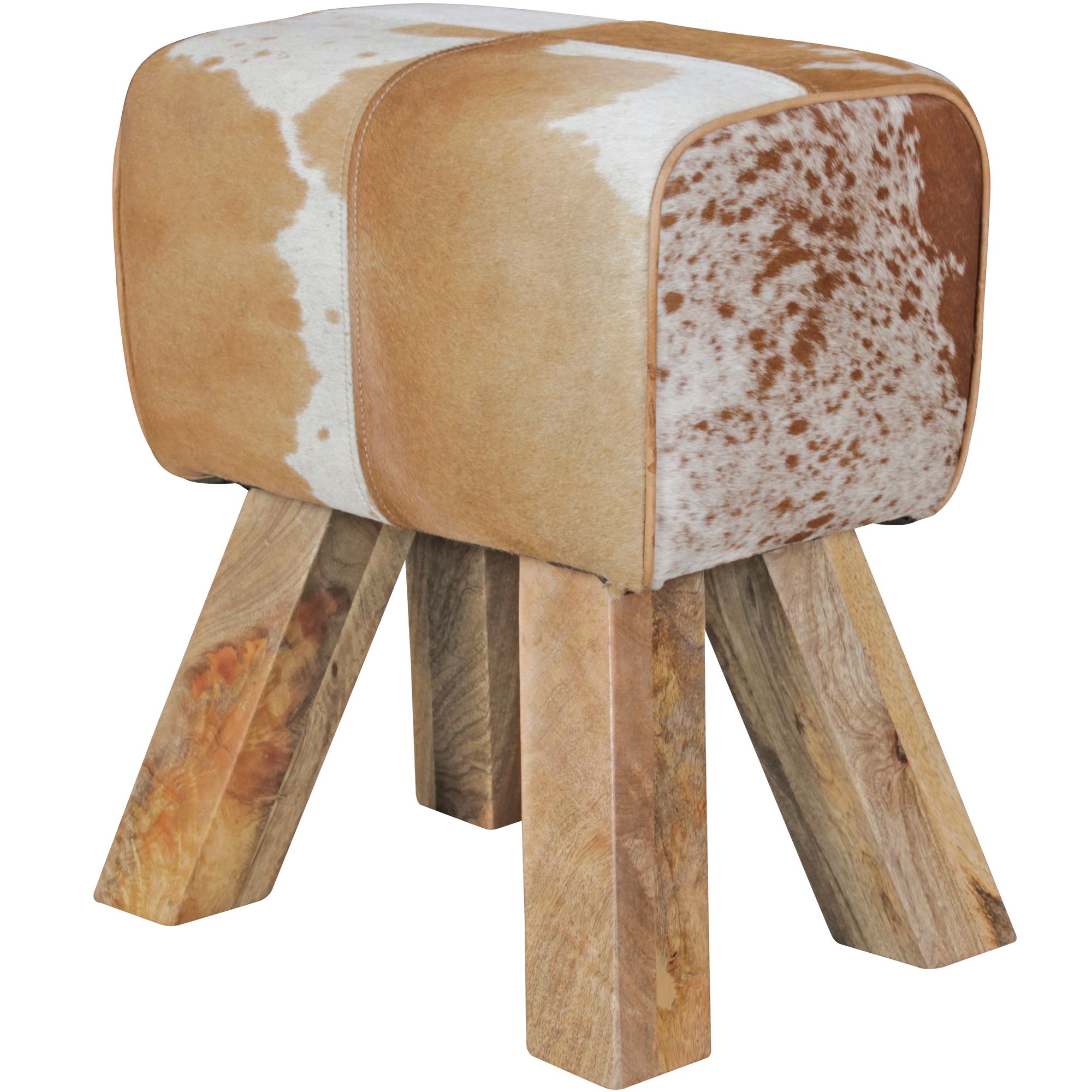 Design stołek do siedzenia koza brązowy / biały 40 x 30 x 47 cm taboret tapicerski taboret skórzany