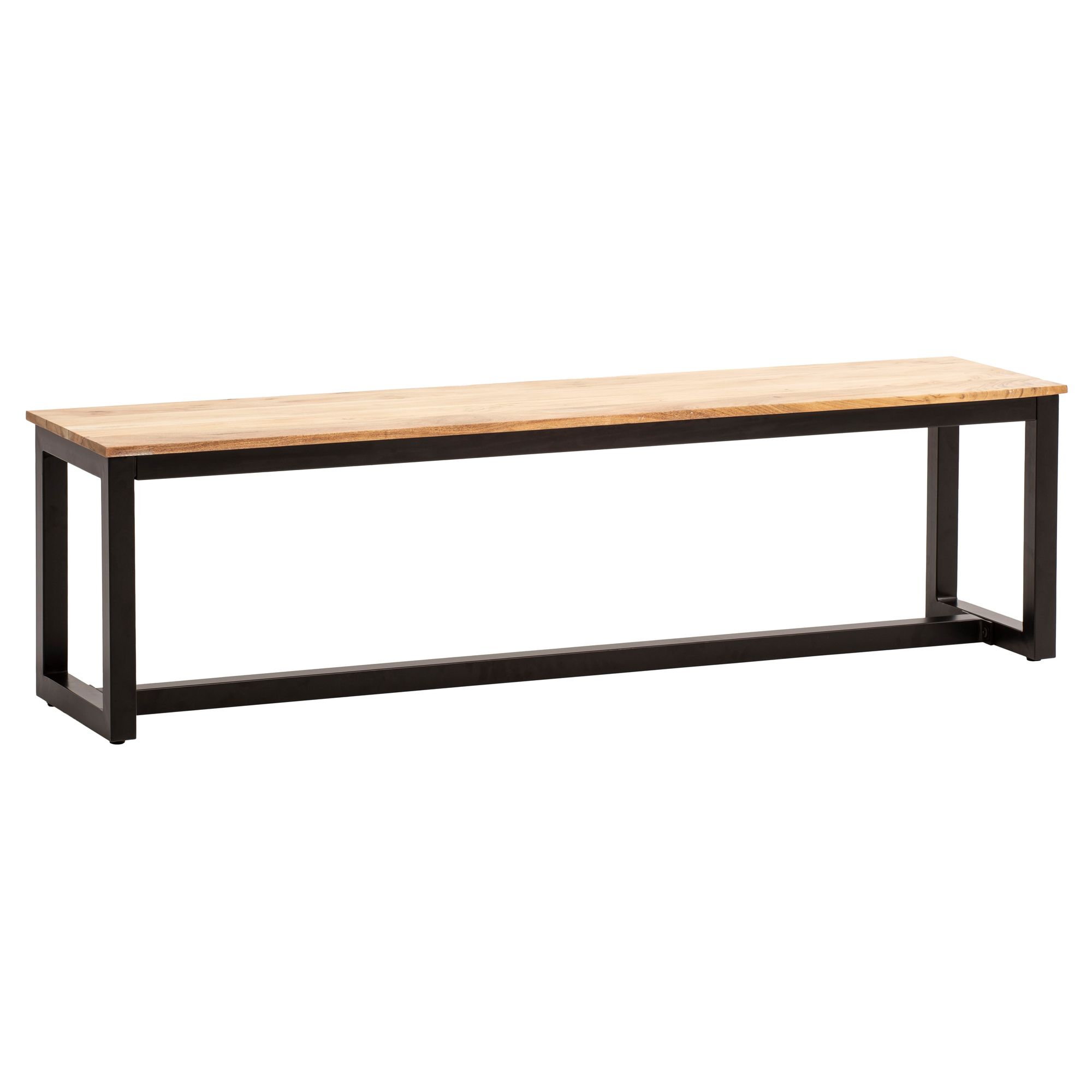Ławka do jadalni 120x40x45 cm lite drewno akacjowe | jasnobrązowy | styl loft industrialny z metalowymi nogami