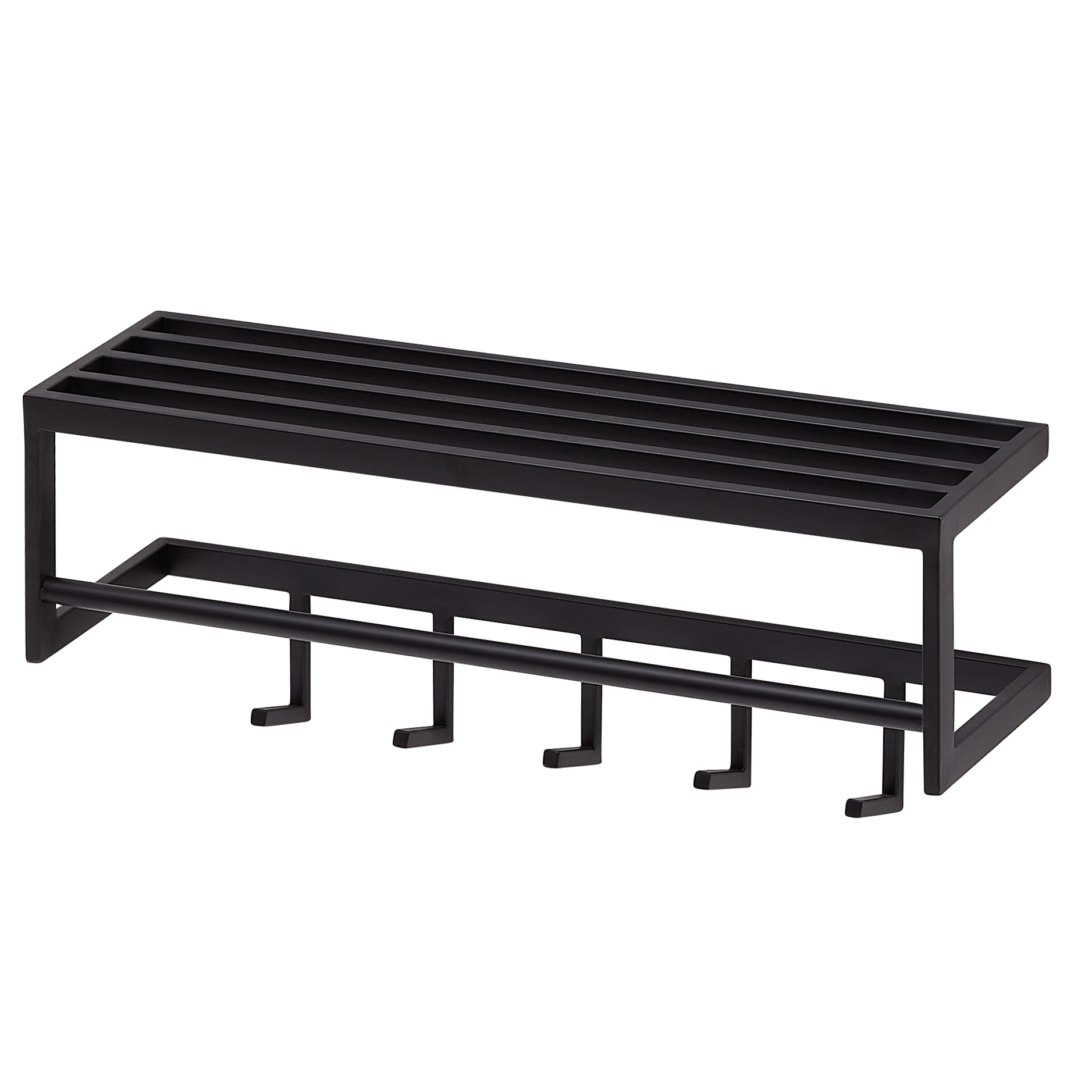 Ścienny  metalowy czarny 70x20x20 cm wieszak na ubrania z półką