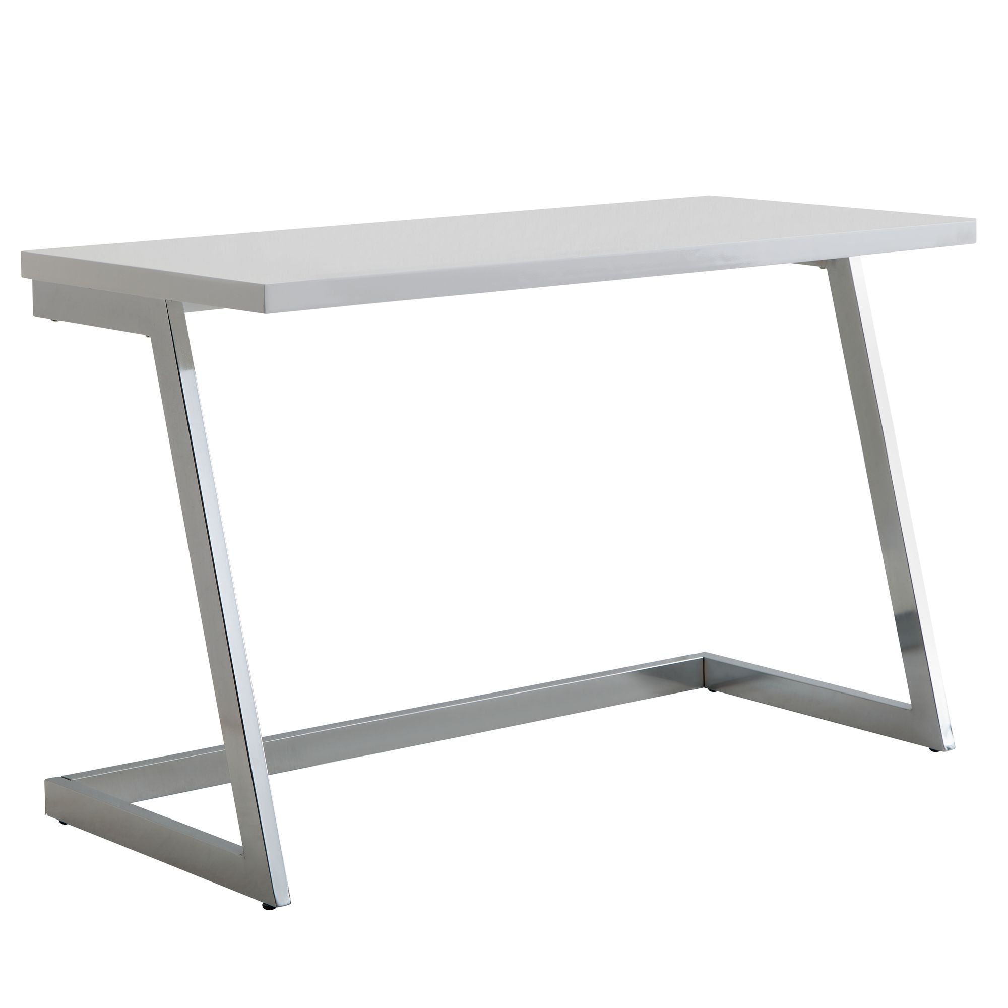 Biurko  120x55x76 cm wysoki połysk biały/srebrny stolik pc z metalowymi nogami