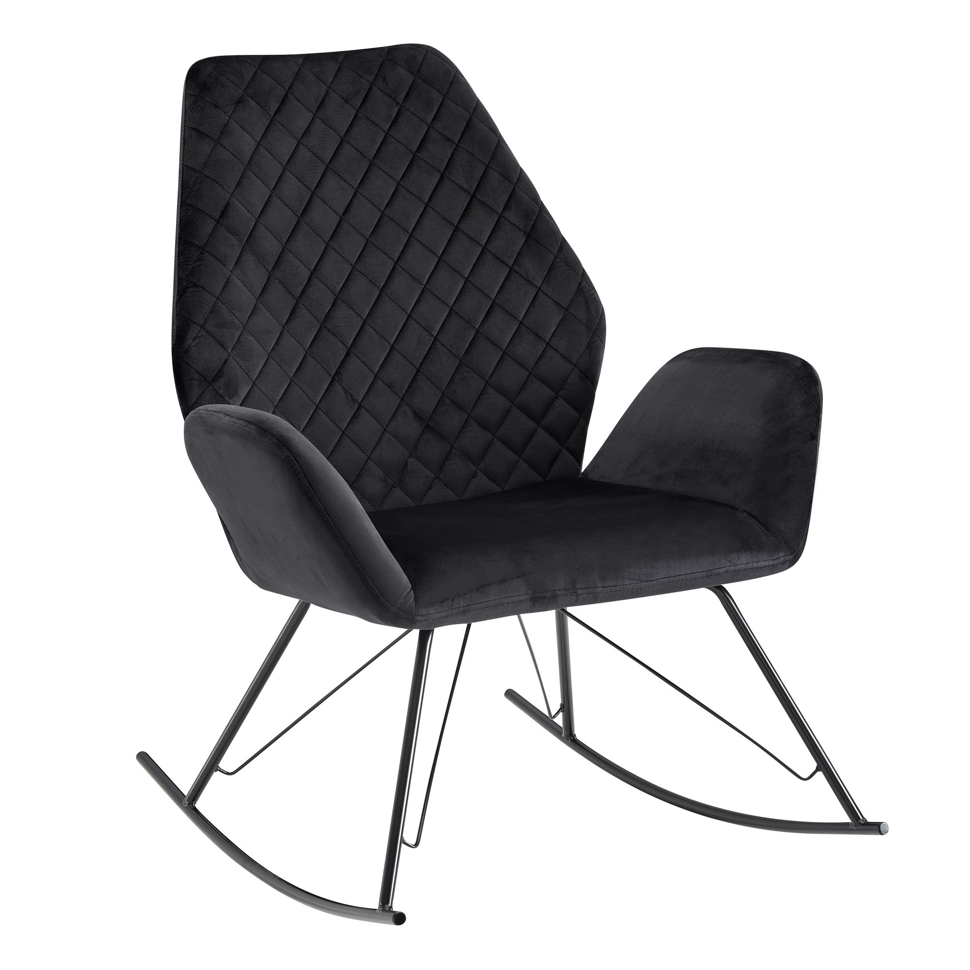 Fotel bujany  czarny 73x94x84 cm design krzesło relaksacyjne aksamit / metal
