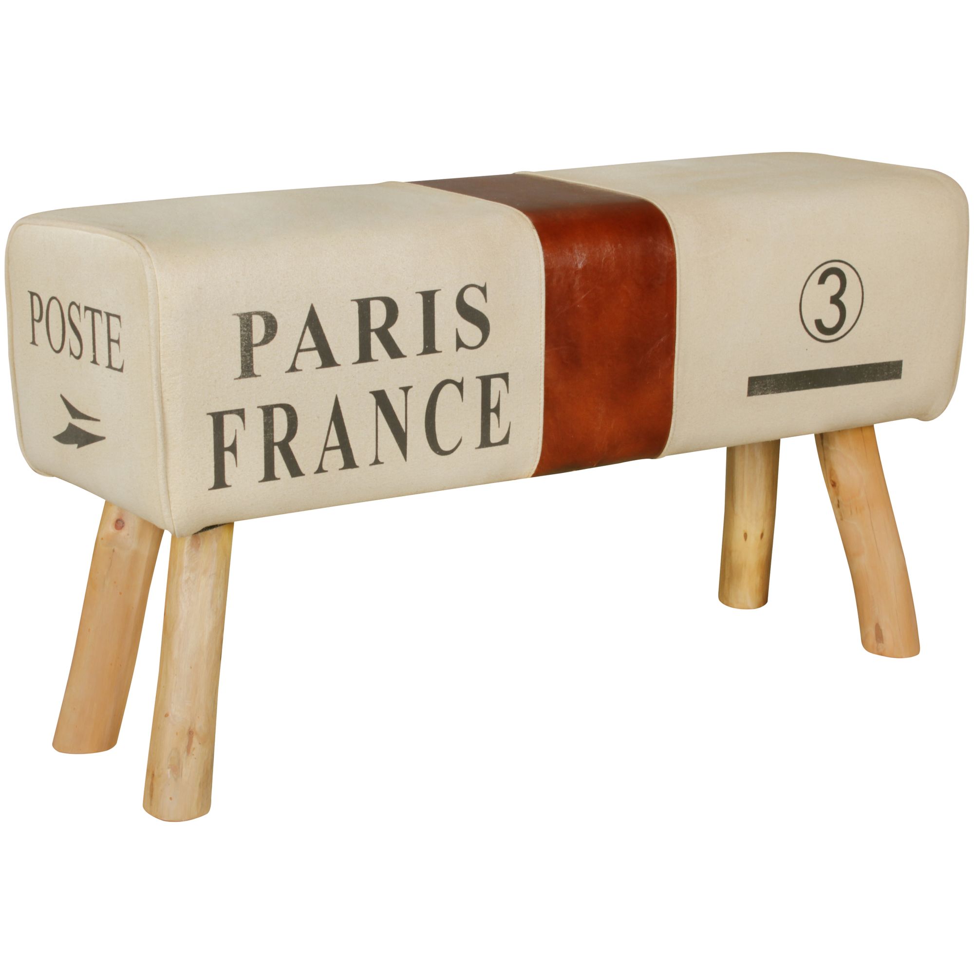 Ławeczka Turnbock Design Bawełna 83% & Skóra Naturalna 17% Beż & Brąz | 91 x 51 x 30 cm Ławeczka Turnbock Design Bawełna 83% & Skóra Naturalna 17% Beż & Brąz | 91 x 51 x 30 cm