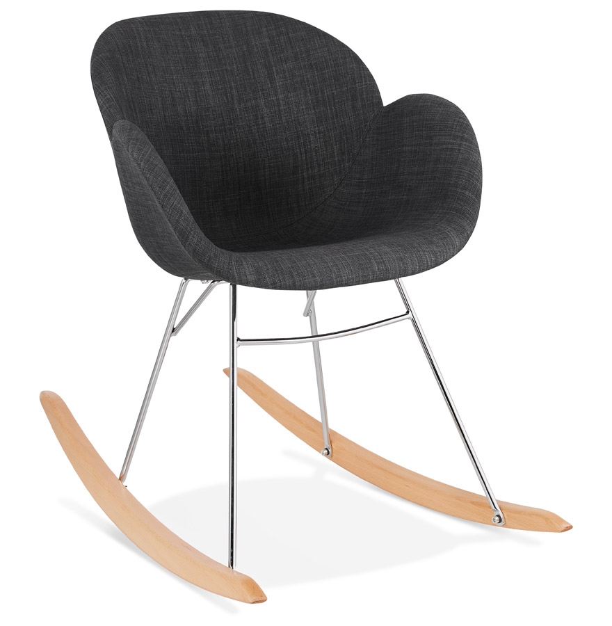 Designerski fotel bujany „ROCKY” z ciemnoszarej tkaniny