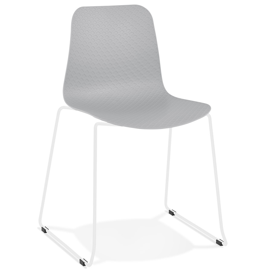 Grey 'EXPO' modern chair with white metal legs