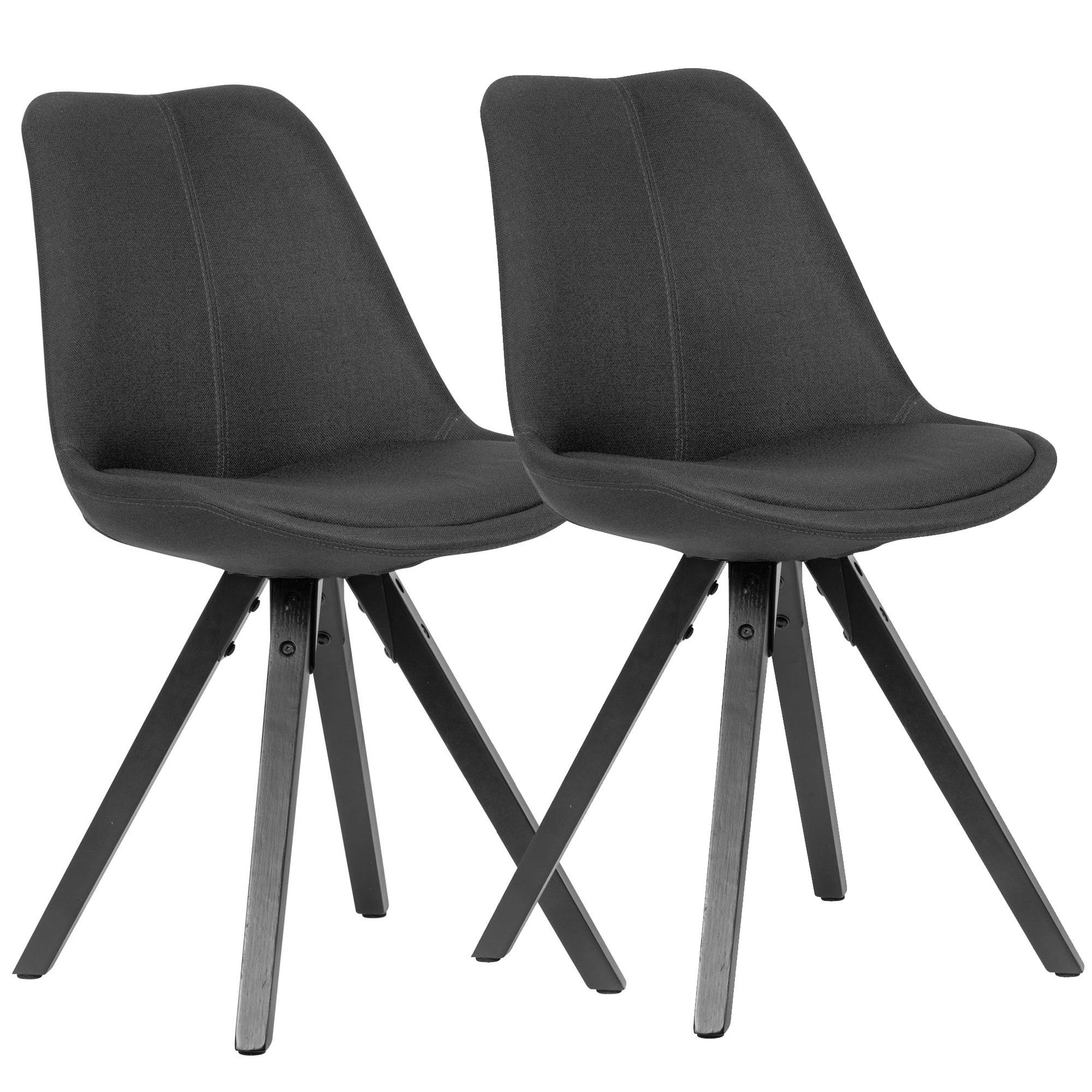 2-Piece Anthracite Fabric Dining Chair | Black Wood Legs | 49x87x52 cm