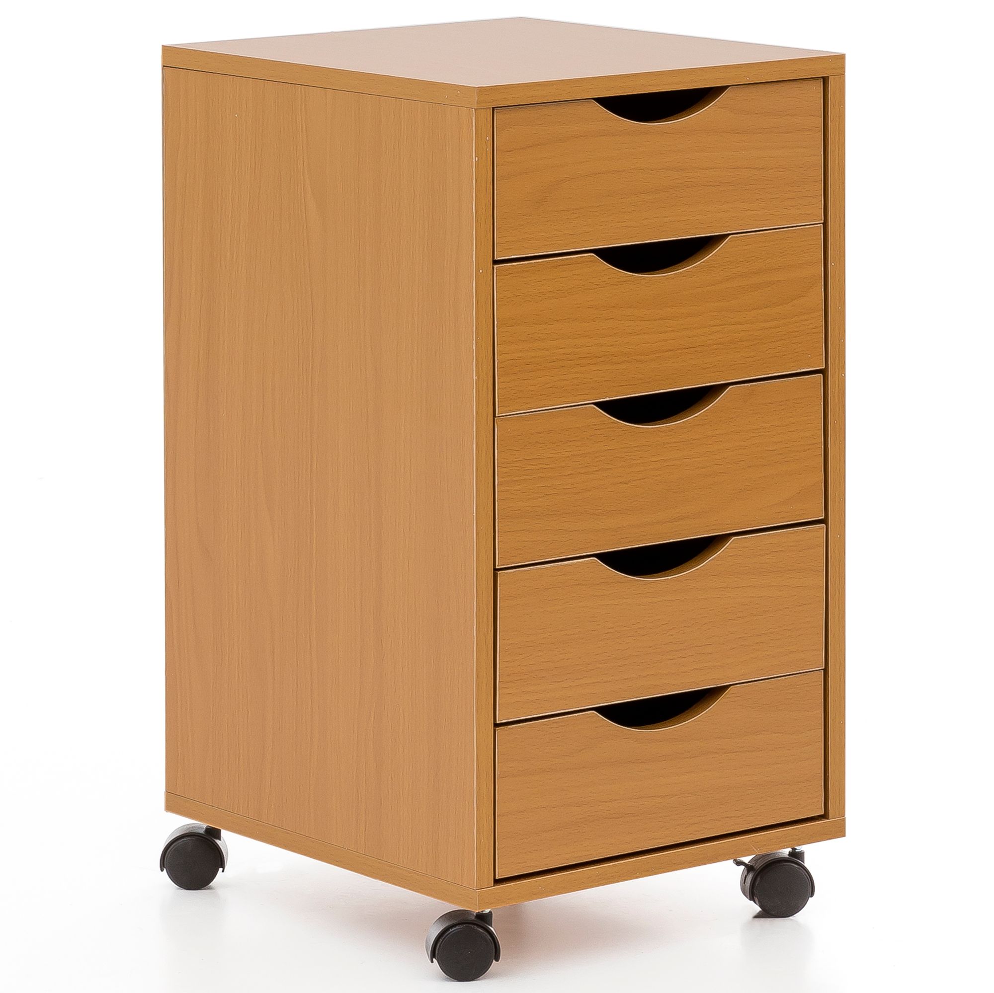 Kontener rolkowy mina 33 x 68 x 38 cm mdf drewniany 5 szuflad sonoma