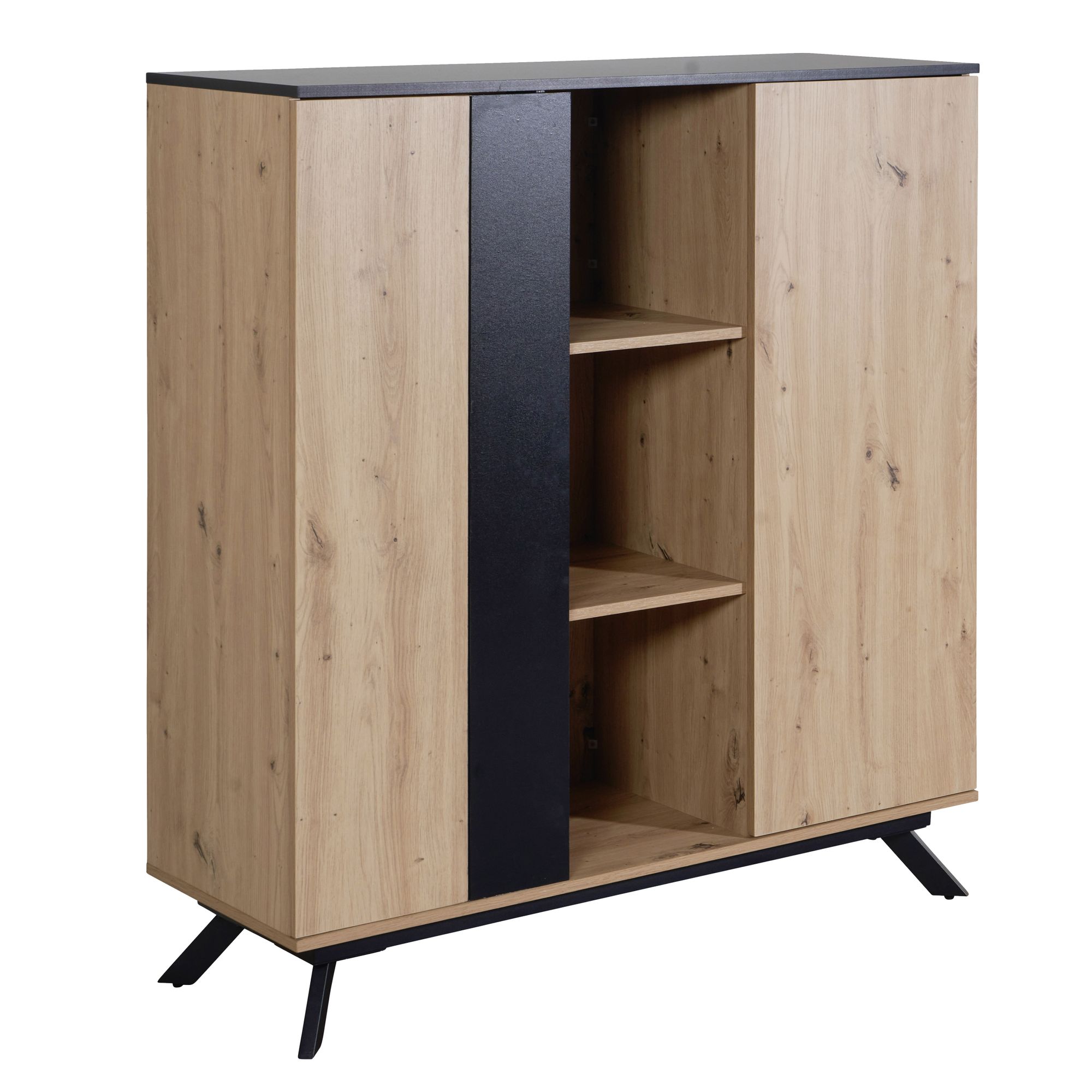 110x125x40 cm kredens mdf w dekorze dębowym / czarnym