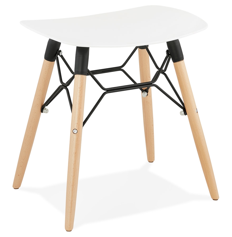Niski designerski stołek ALADIN | Biały | 47x34x47 cm