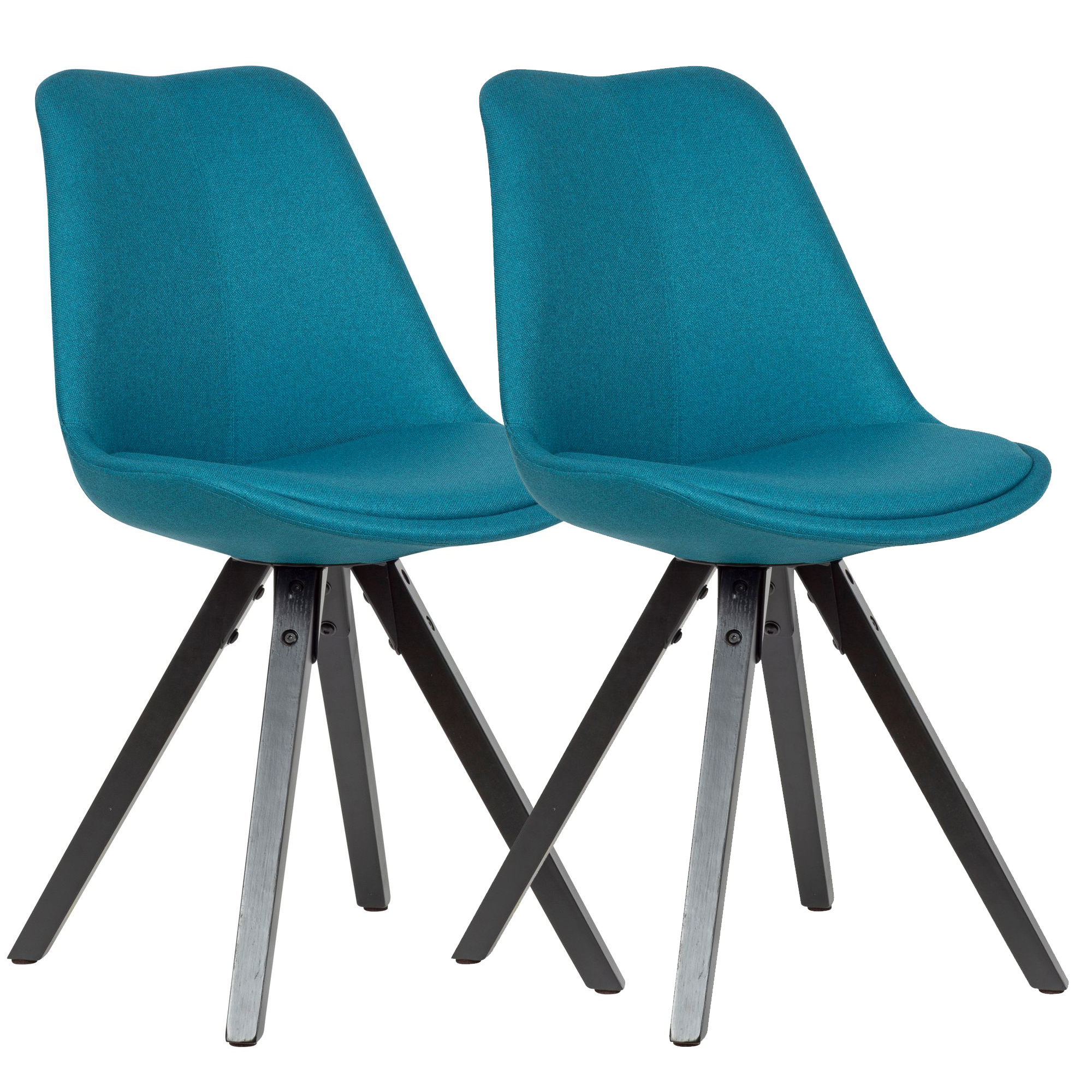2-Piece Dining Chair Set Petrol Blue | Fabric Upholstery | 87x49x52 cm