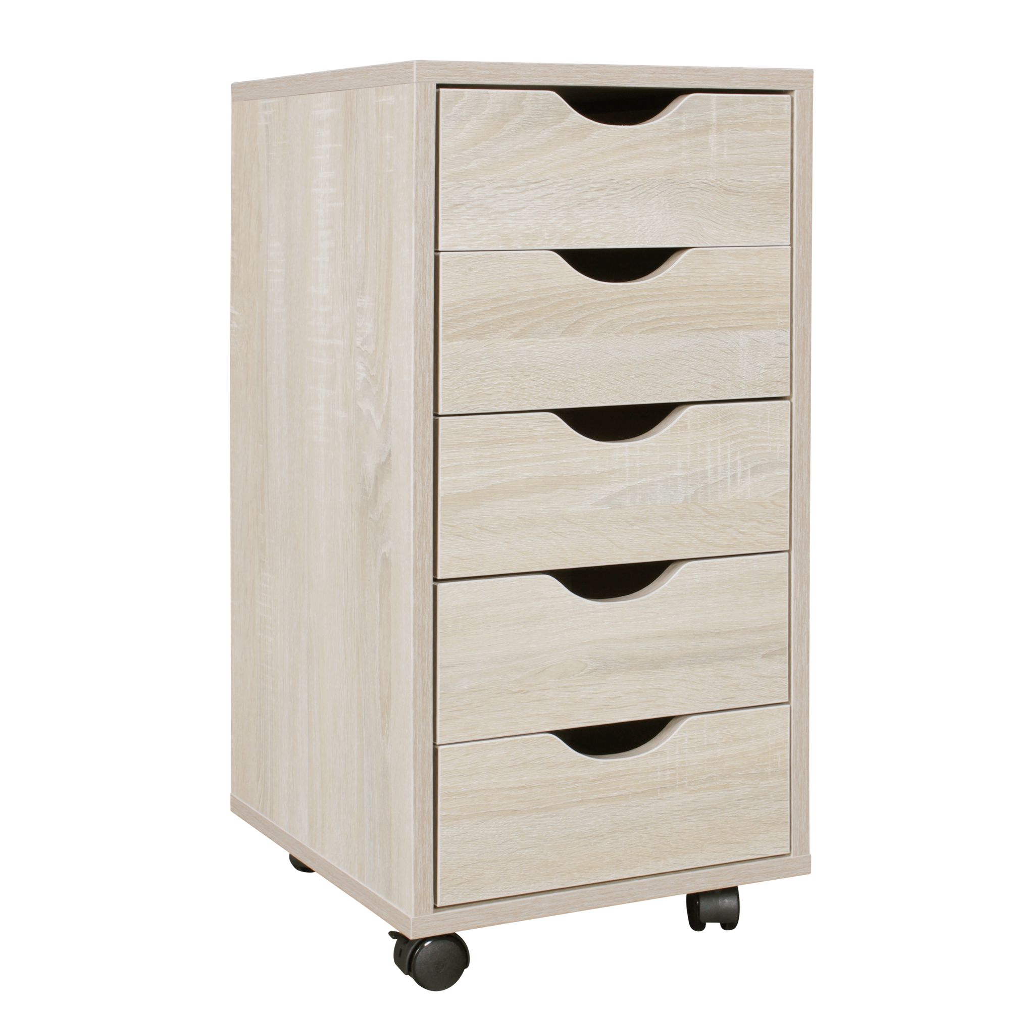Kontener rolkowy mina 33 x 64 x 38 cm mdf drewniany 5 szuflad sonoma
