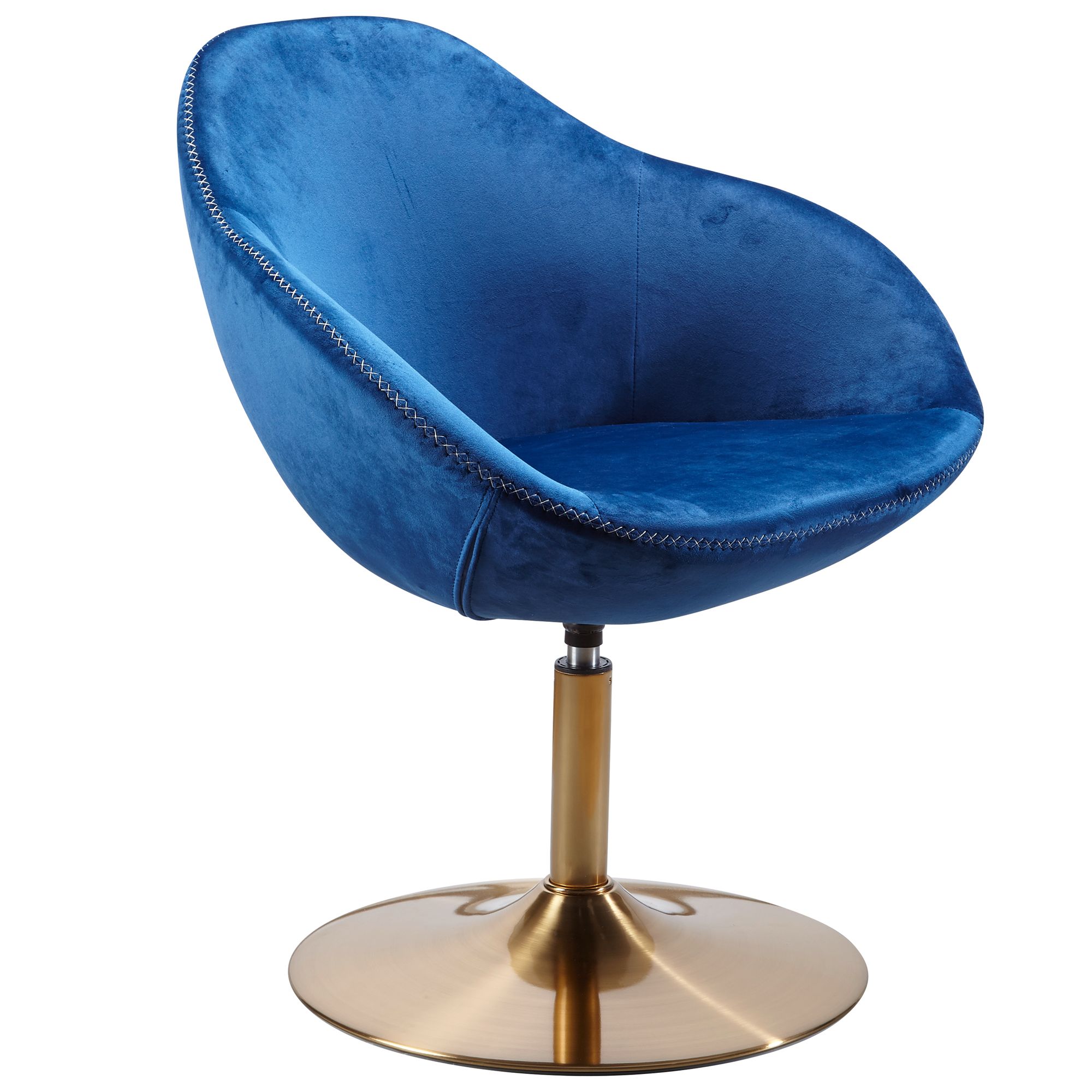 Fotel lounge SIRAN Welur Niebieski / Złoty | 70x79x70 cm | Obracany design