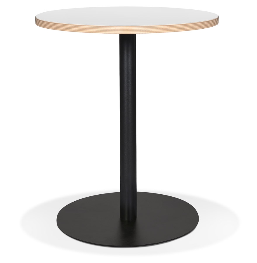 Mały okrągły biały stolik bistro „YOGI” z czarną metalową nogą - Ø 60 cm
