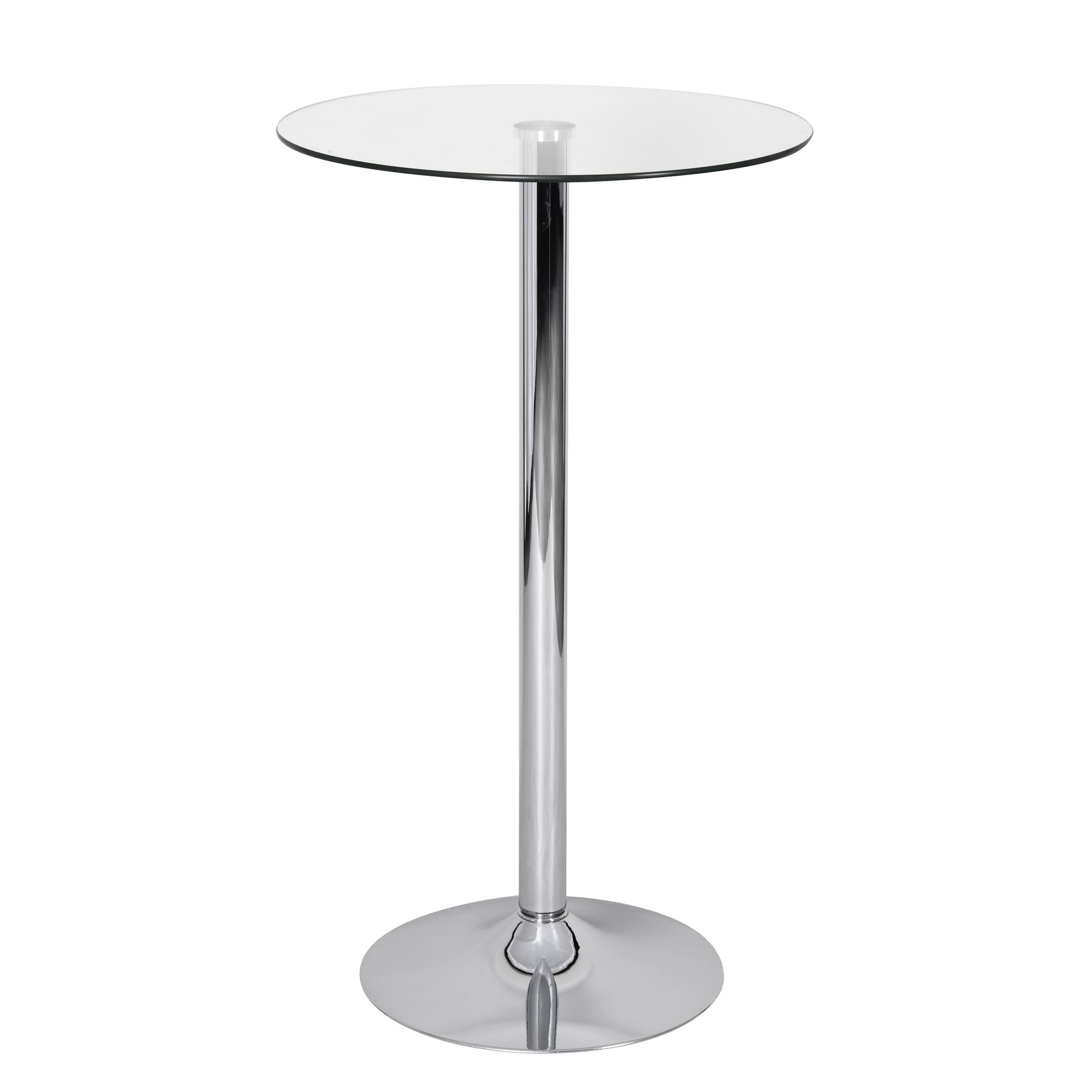 Bar table 60x60x105 cm round bar table safety glass bistro table silver