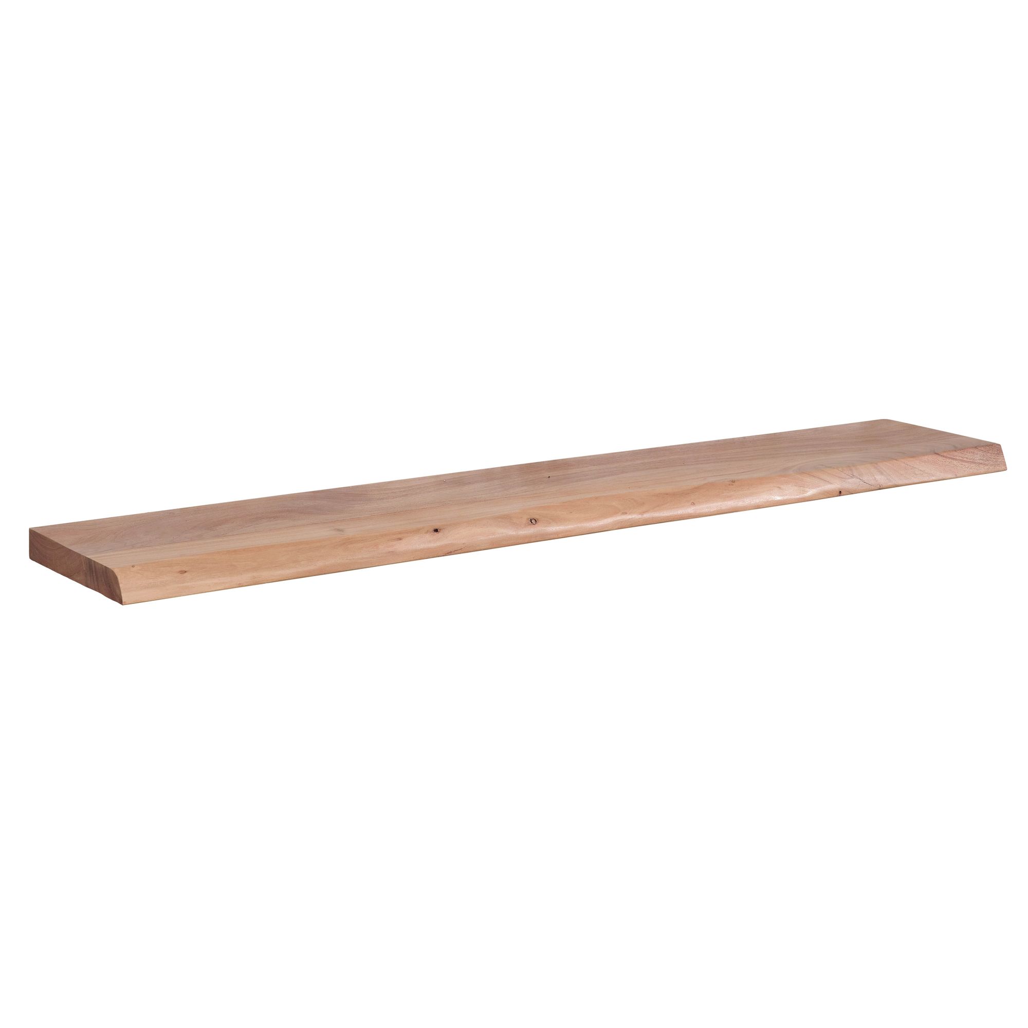 Acacia Solid Wood Wall Shelf with Natural Edge | Light Brown | 140 cm