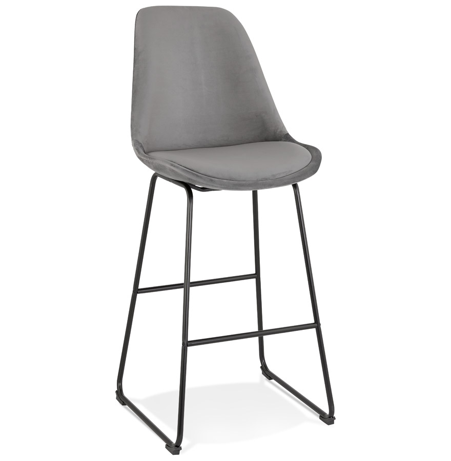 Alterego Bar Stool BULLY Frame Kolor Czarny Siedzisko Szary