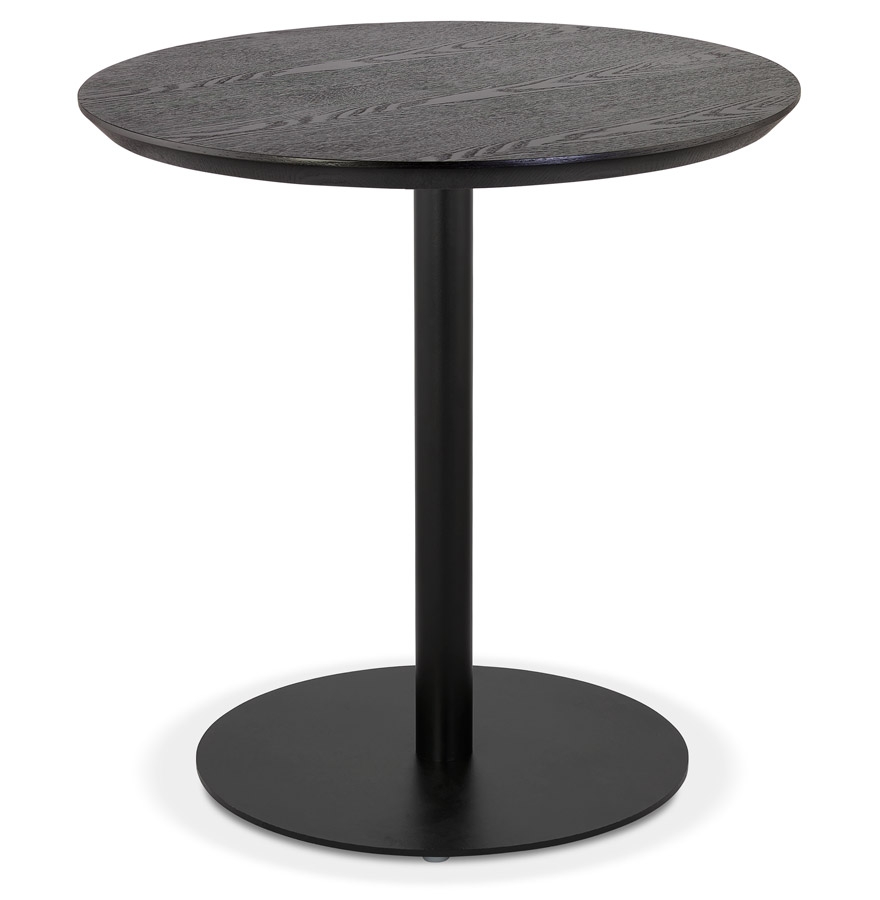 Mały okrągły stół do jadalni „DEXTER” z czarnego drewna i czarnego metalu - Ø 60 cm