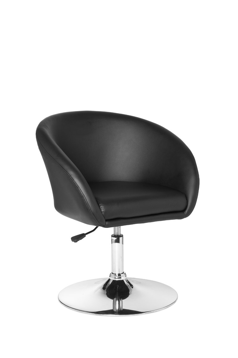 Designerski fotel relaksacyjny | Czarna sztuczna skóra | Regulowana wysokość 72-84 cm | Max. obciążenie 120 kg