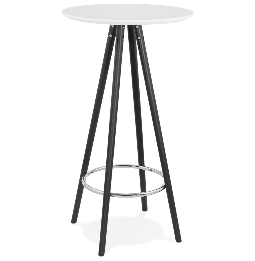 Okrągły wysoki stół z lakierowanego MDF w kolorze białym i czarnego buka | Biały i Czarny | Ø 60 cm x W 110 cm