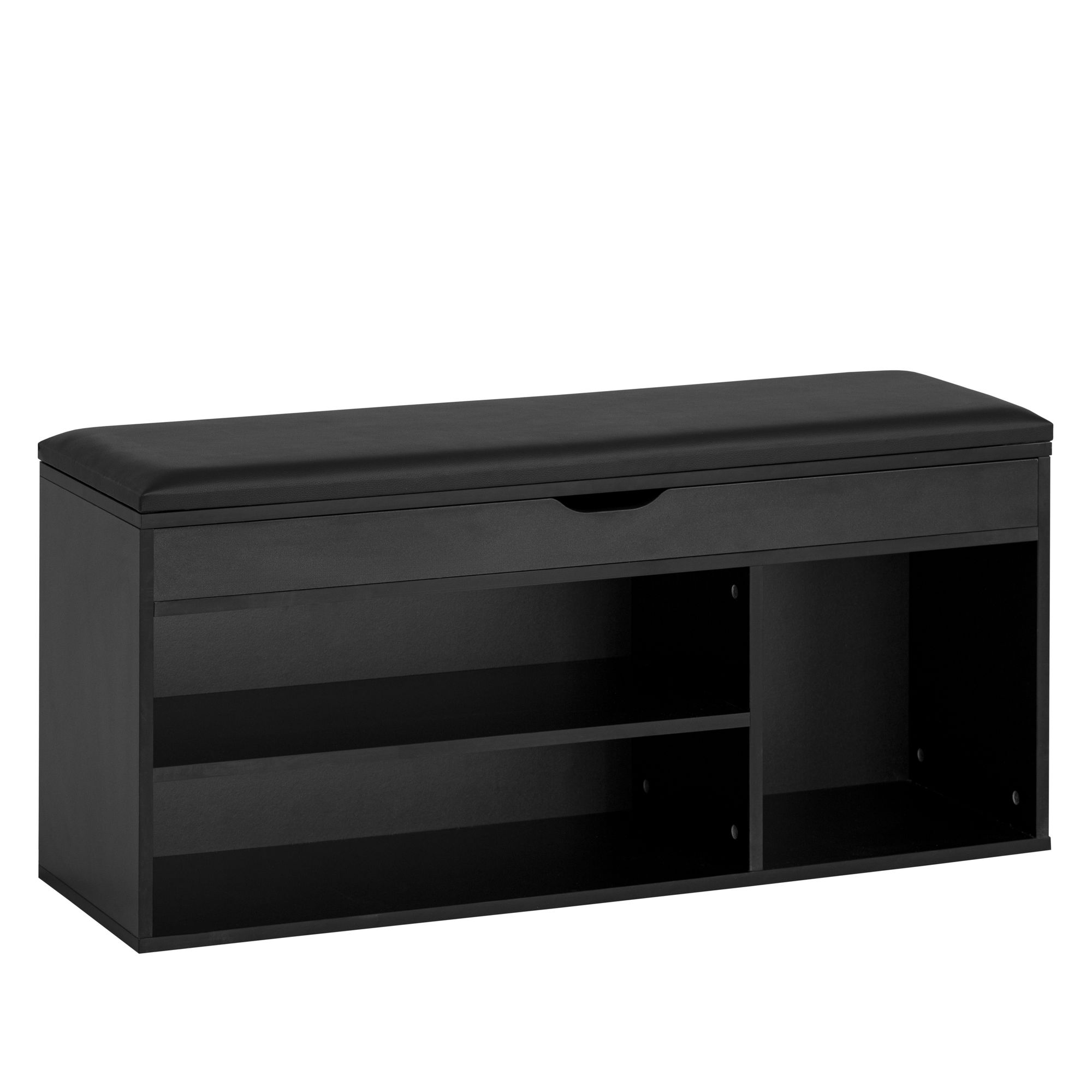 Ławka DO butów WOHNLING 104 cm ława DO szatni syntetyczna skóra korytarz ława czarna