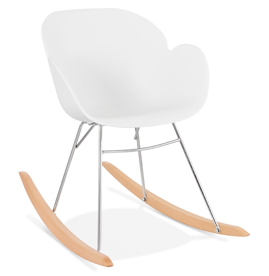 Designerski fotel bujany „BASKUL” z białego tworzywa sztucznego