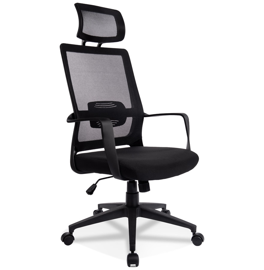 Designerski fotel biurowy 'PARKER' z czarnej tkaniny | Czarny | 59,5x60x119 cm