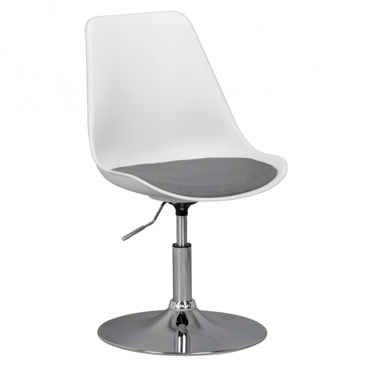KORSIKA Swivel Chair | Grey/White Fabric Seat | Adjustable Height 76-88 cm, 46x46 cm