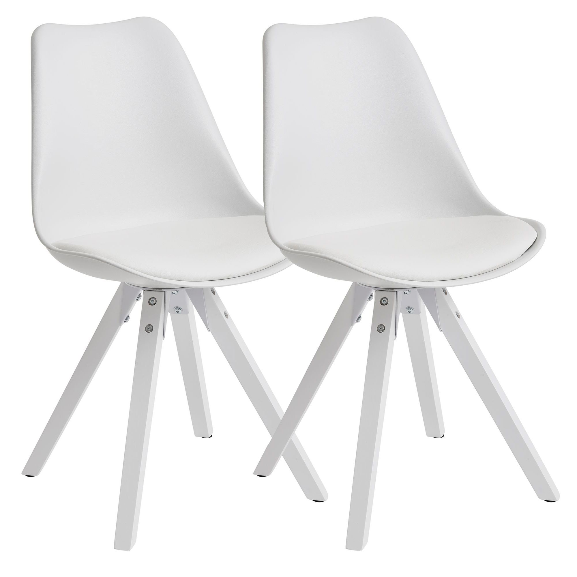2-Piece Retro Dining Chair Set White | Faux Leather | 49x87x52 cm