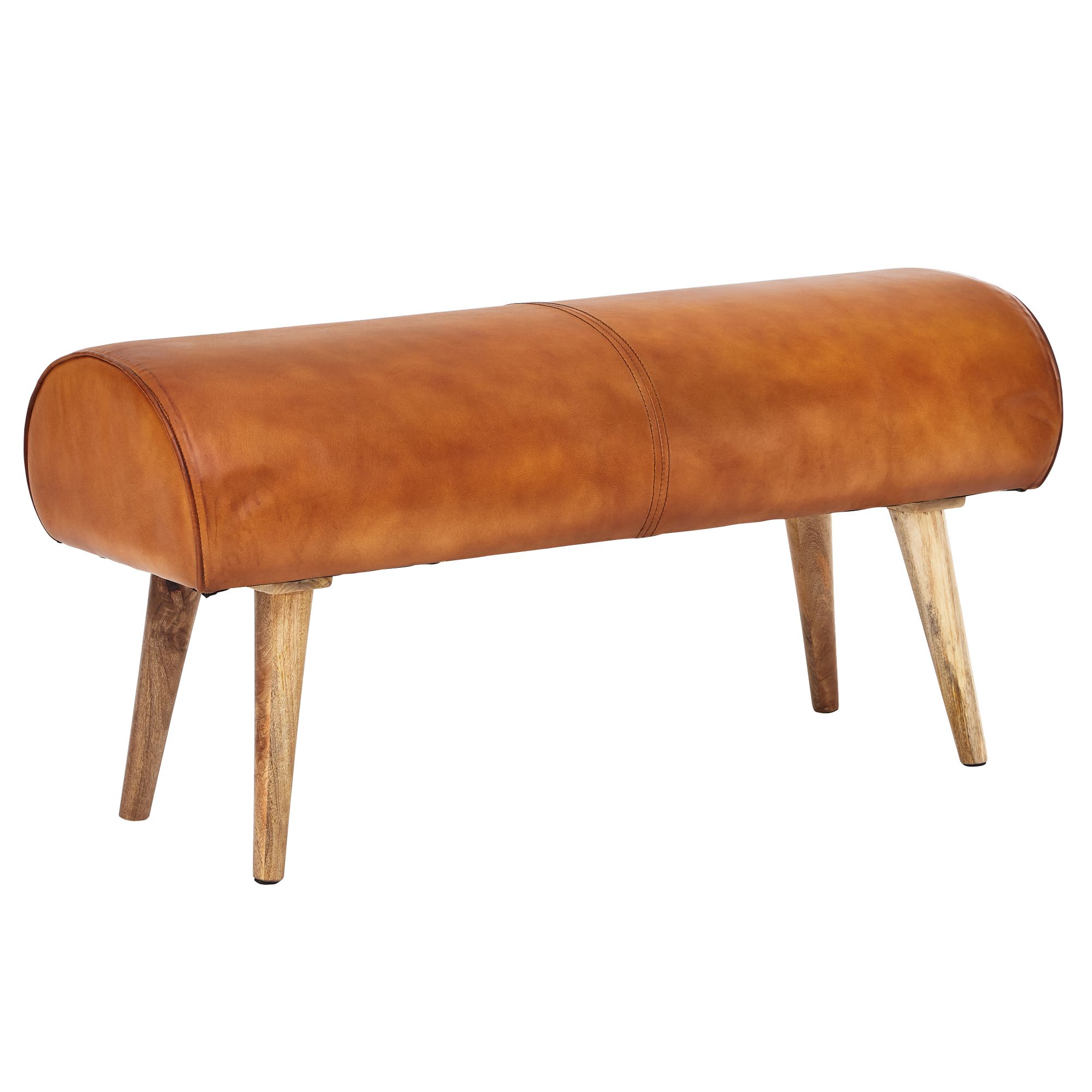 Ławka  prawdziwa skóra / lite drewno ławka 100x53x40 cm
