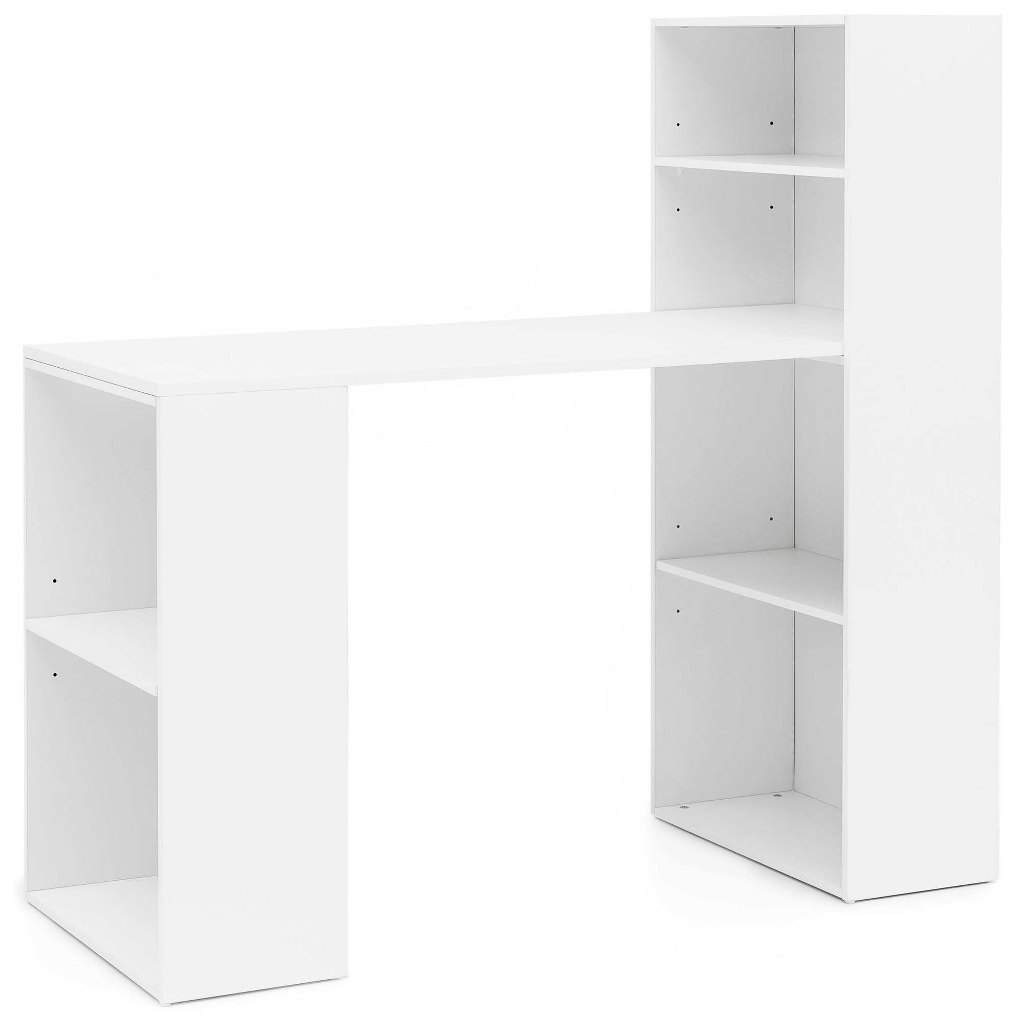 Desk with white matte particleboard shelf | 120 x 120 x 53 cm | Modern design