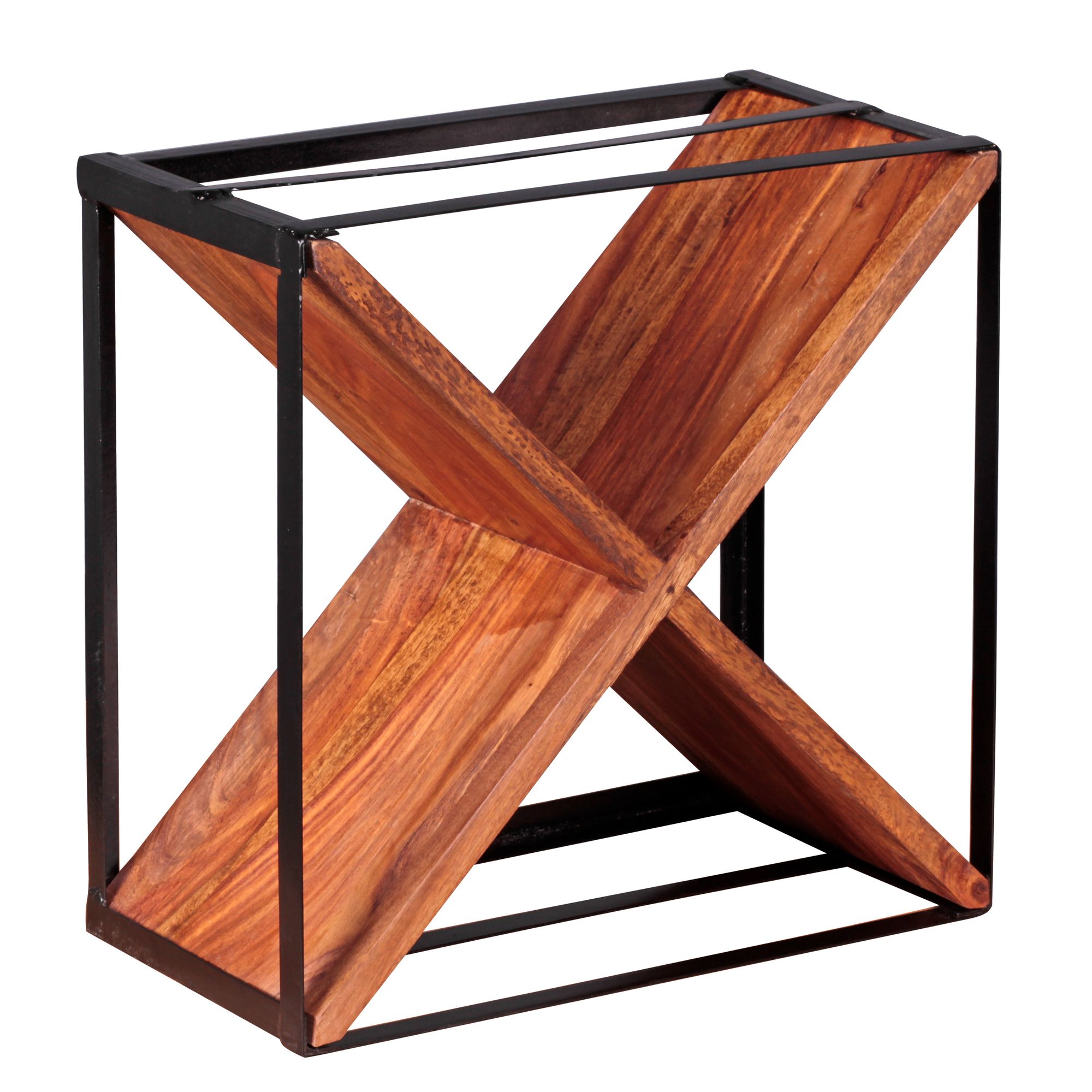 Stojak na Wina Sheesham Drewno Lite Naturalne 37x37x20 cm | Nowoczesny Design X-kształtny Stojak na Wina Sheesham Drewno Lite Naturalne 37x37x20 cm | Nowoczesny Design X-kształtny